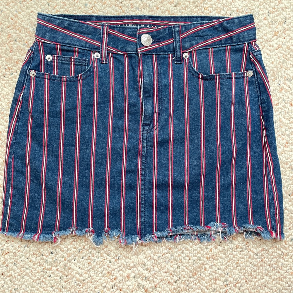 American Eagle Striped Denim Mini Skirt